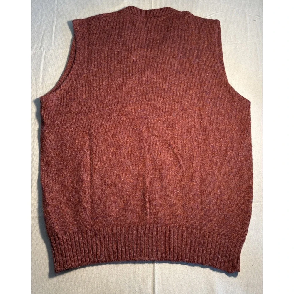 Vintage Jantzen Mens Burgundy Marl Wool Blend V-Neck Sweater Vest Made in USA M